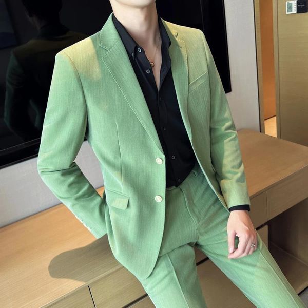 Costumes pour hommes, vert pomme, dernier Design de mode, costume Slim, Shopping Social, veste avec pantalon, couleur unie, 2023