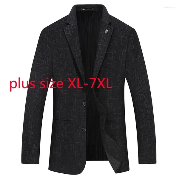 Costumes pour hommes Arrivée Mode Suepr Grand Printemps et Automne Hommes Casual Plaid Imprimé Costume Blazers Grande Taille 2XL 3XL 4XL 5XL 6XL 7XL