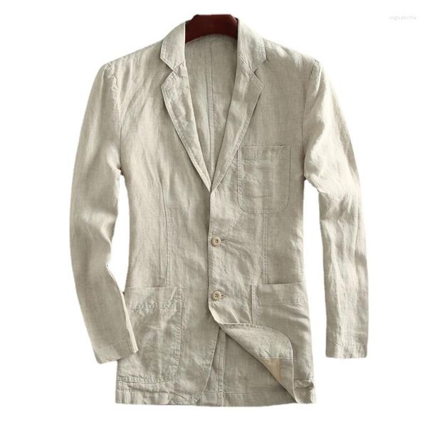 Costume en lin pour homme, veste fine et décontractée, blazer à simple boutonnage, de haute qualité, taille M, L, XL, XXL, nouvelle collection printemps-automne