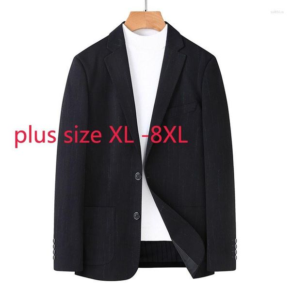 Costumes pour hommes Arrivée Suepr Grand Automne Hiver Jeunes Hommes Mode Casual Noir Imprimé Costume Manteau Simple Boutonnage Blazers Plus Taille XL-8XL