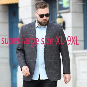 Herenpakken Aankomst Super grote hoogwaardige mannen Spring losse casual geruite modejas blazers plus maat XL-6XL 7XL 8XL 9XL