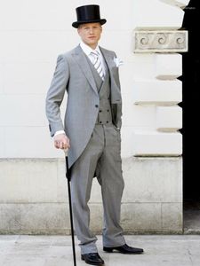 Costumes pour hommes Auriparus Flaviceps Slim Fit Tailcoat Gris Groom Tuxedos Hommes Mariage Formel 3 Pièces Prom Gery Man