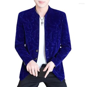 Costumes pour hommes automne et hiver Banquet d'affaires hommes or velours costume 2022 robe de soirée de bal veste taille 3XL-S Slim Fit Blazer sans fer