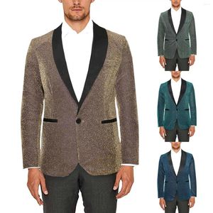 Trajes para hombre, chaqueta de abrigo de otoño e invierno, cuello vuelto estampado, traje informal de manga larga, botón de bolsillo sólido