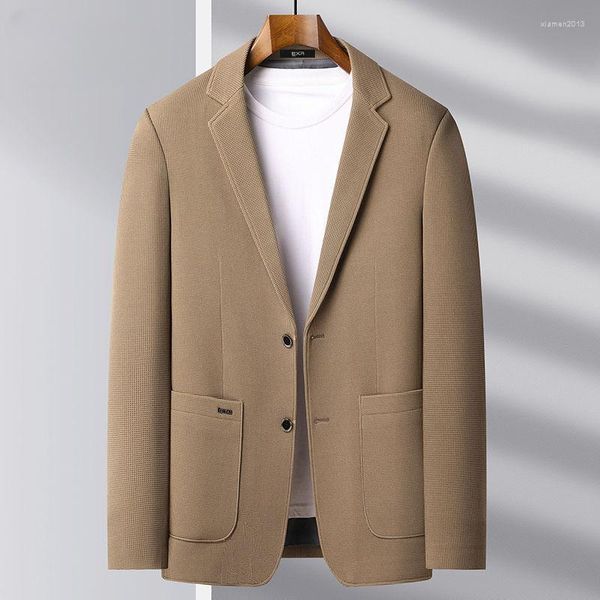 Trajes de hombre, traje de otoño e invierno, chaqueta de un solo pecho con personalidad, chaqueta de moda para hombre, ropa informal ajustada, abrigo D113