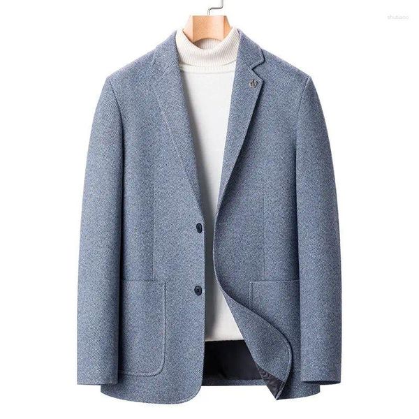 Trajes para hombre, Blazers de otoño, traje Formal de lana británica entallado para hombre, chaqueta con doble botonadura para fiesta, boda, negocios, informal para hombre Y20