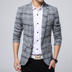 Costumes pour hommes Automne Affaires Laine Slim Fit Costume Veste Mâle Grande Taille Mode Casual Plaid Couleur Personnalité Robe Blazers Manteau