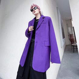 Costumes pour hommes Tendances de la mode d'automne Blazer solide pour hommes Style coréen Streetwear Adolescent surdimensionné Violet Costume Vestes Simples Vêtements décontractés