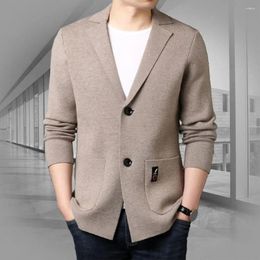 Costumes pour hommes automne hommes tricoté Blazer couleur unie à manches longues col rabattu Style coréen épais pull Streetwear costume veste