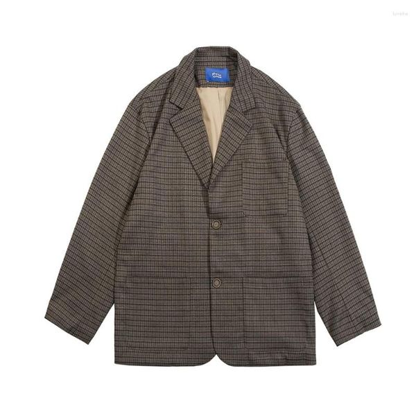 Costumes pour hommes automne hommes Vintage mode ample décontracté Streetwear Plaid costume manteau Blazers femmes surdimensionné vestes vêtements d'extérieur de printemps