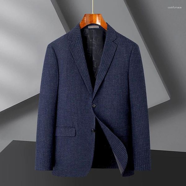 Suits para hombres Autumn Pinstripe Casco de traje de alta calidad de alta calidad más Tamaño de grasa (XL-9XL) 2024 Fashion Handsome Business Trend