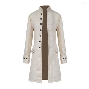 Costumes d'automne pour hommes, col montant, simple boutonnage, vêtements d'extérieur, pardessus avec poches pour jeux de rôle