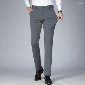 Costumes pour hommes automne costume pantalon mince bureau d'affaires couleur unie élastique taille moyenne gris classique coréen travail pantalon mâle NS5748