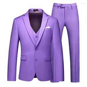Costumes pour hommes automne Violet costume formel 3 pièces hommes bureau/mariage/robe de soirée Blazer et pantalon gilet grande taille Slim Fit 6xl