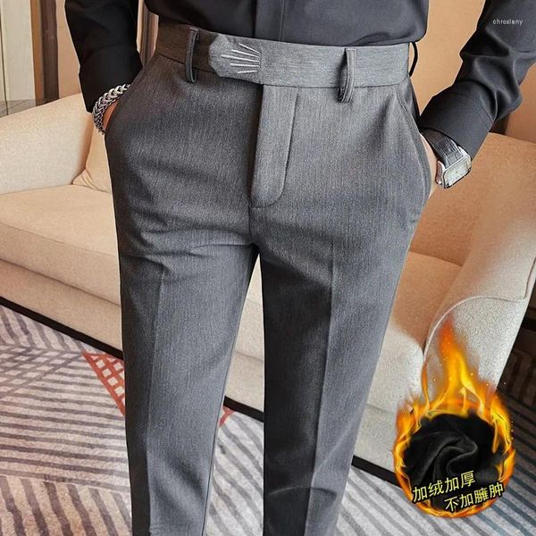 Costumes pour hommes Automne Hiver Pantalon de costume chaud de haute qualité épais en peluche hommes pantalons formels coréen de luxe bureau d'affaires robe sociale pantalon 38-28