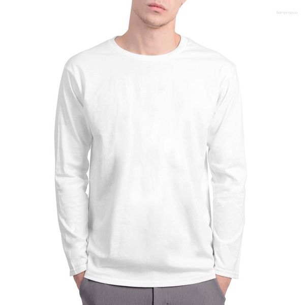 Costumes masculins B1107 Brand T-shirts à manches longues Coton Couleur pure T-shirt O-Neck Man T-shirt Top Tees pour vêtements masculins