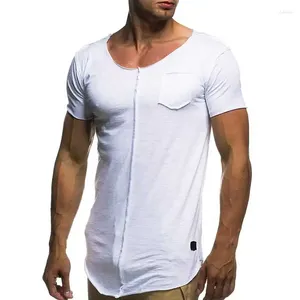 Costumes pour hommes B1191 Hommes Mode Patchwork T-shirt À Manches Courtes Solide T-shirt Casual Haut D'été T-shirts Hommes Fitness Slim Camiseta