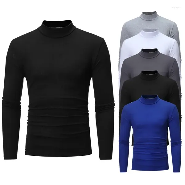 Costumes masculins B1715 Collier Fashion Thermal Underwear hommes Mock Neck Basic T-shirt Blouse Pullover à manches longues