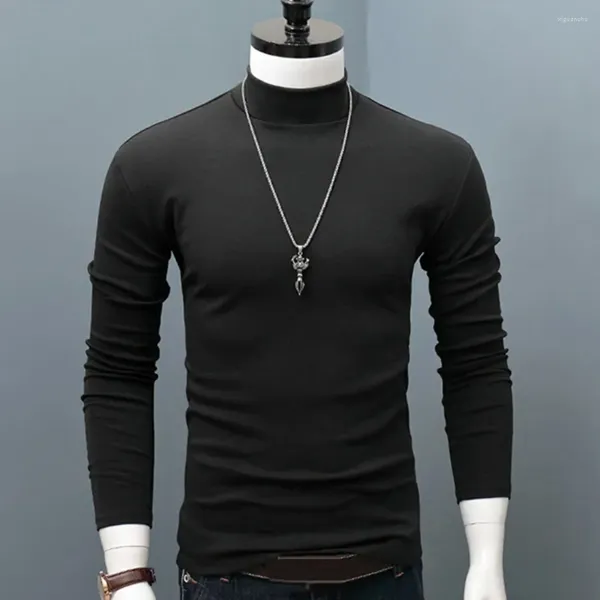 Costumes pour hommes B2915 Winter Warm Men Mock Neck Basic Plain T-shirt Blouse Pull à manches longues Top Vêtements pour hommes Slim Fit Stretch Fashion