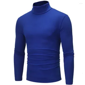 Costumes pour hommes B6255 automne hiver thermique à manches longues rouleau col roulé T-Shirt couleur unie hauts mâle mince basique Stretch T-Shirt haut