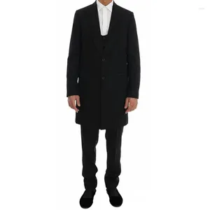 Costumes pour hommes Costume noir Homme hommes 3 pièces Slim Fit châle revers marié smoking Terno mariage Blazer (veste longue pantalon gilet)