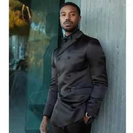 Costumes pour hommes Noir Double boutonnage Hommes 2 pièces Blazer Pantalon Beau Slim Celebrity Mariage Travail Formel Causal Ensemble sur mesure