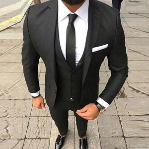 Costumes masculins Black Fashion Business Men Suit Smart Casual Slim Fit Blazers Hombre Notch Abèle Haute qualité Costume de jeu 3 pièces personnalisé Homme
