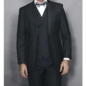 Costumes masculins Black Formal Wedgant Elegant Men Groom Tuxedo Prom Slim Fit Blazer Hombre Costume de set 3 pièces personnalisée de haute qualité Homme Homme