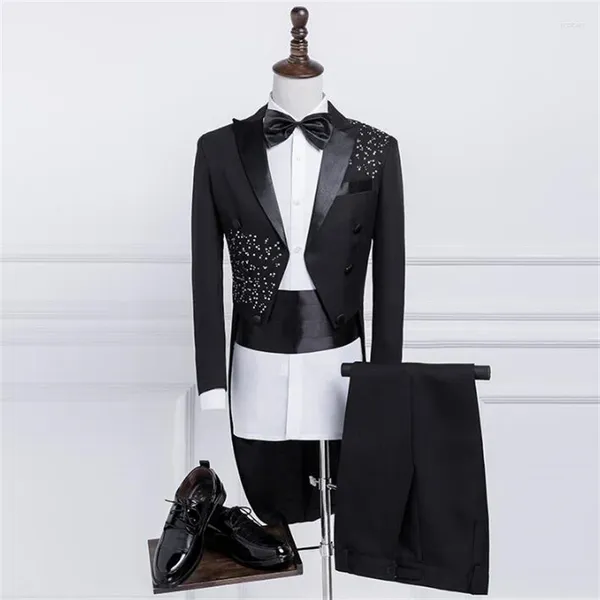 Costumes pour hommes noir Mariage marié équines de Mariage pour hommes smoking Blazer garçons bal mode Slim Masculino dernières conceptions de pantalon de manteau