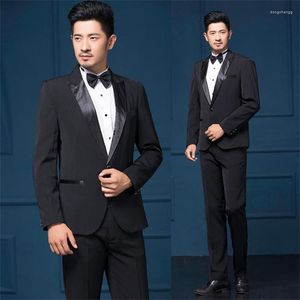 Herenpakken zwarte mariage bruidegom bruiloft voor mannen casual blazer jongens prom mode slanke masculino nieuwste jas pants Koreaans Koreaans