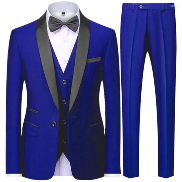 Trajes para hombres Negro Hombres Otoño Fiesta de bodas Conjunto de tres piezas Tamaño grande XS 6XL Blazer masculino Abrigo Pantalones y chaleco Moda Slim Fit Traje