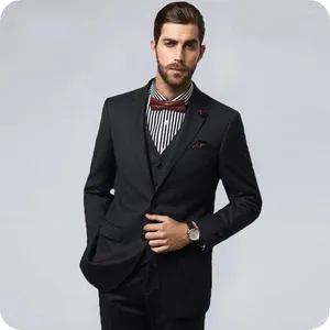 Costumes pour hommes noirs pour mariage marié sur mesure coupe ajustée formelle bal personnalisé Blazer Tuxedos Homme Costume Homme 3 pièces