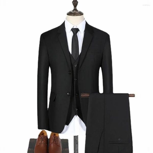 Costumes pour hommes noirs hommes smoking marié marié costume d'affaires robe de soirée de mariage Occasions spéciales 3 pièces vestes pantalons gilet