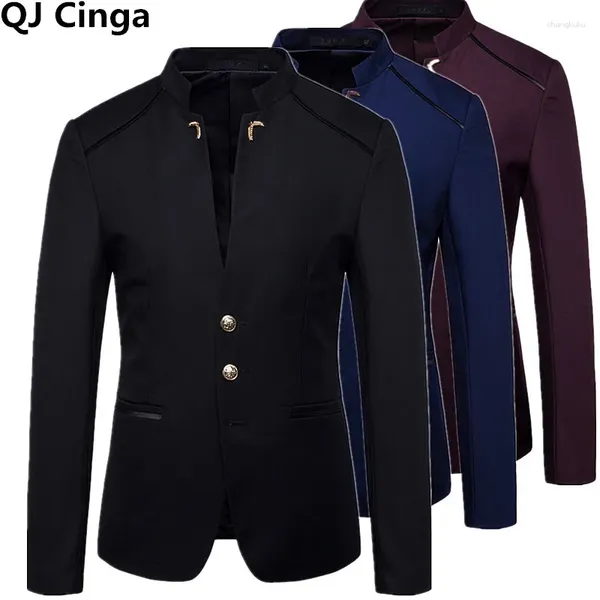 Trajes de hombre chaqueta de traje de estilo Retro negro chaqueta informal de negocios Masculino azul marino vino rojo Terno Homme moda Slim Fit esmoquin M-5XL