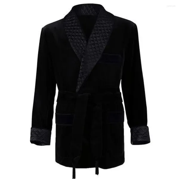 Costumes pour hommes Black Fumer Blazer Breasted Châle Revers Tenues décontractées Veste quotidienne 1 pièce Velvet Luxury High Quality Clothing 2024