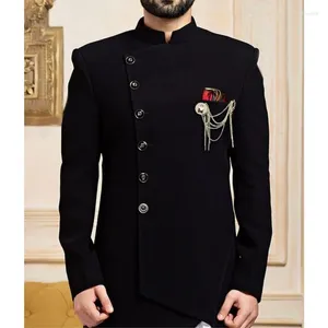 Herenkostuums Zwart stijlvol speciaal gesneden pak voor mannen Bandhgala-jas Blazerontwerp op maat gemaakte Indowestern-set (jasbroek)
