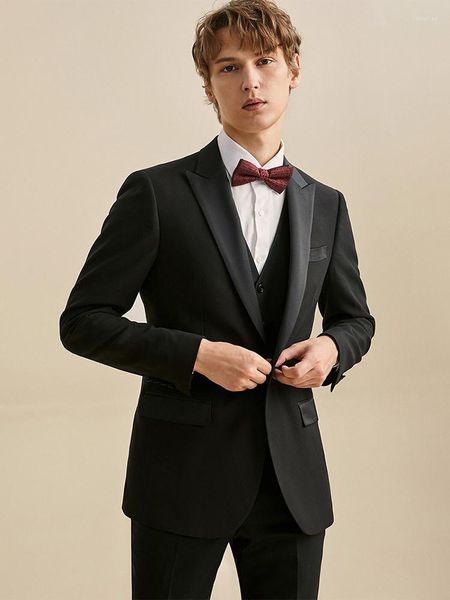 Trajes de hombre, esmoquin negro para hombre, conjuntos de chaqueta ajustada para novio de boda, ropa de hombre de graduación de verano 2023 de talla grande 58A 44A, ropa Normal