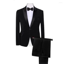 Costumes pour hommes Velours noir Costume pour hommes Vestes de mode sur mesure StyleSuit Pantalon Blazer Dernière conception de manteau Veste d'hiver d'affaires formelle