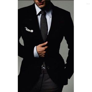 Herenpakken Black Velvet Men Suit jas voor vriendje Gotched Rapel Smartal Casual Prom Evening Party Blazer Tops Dress Coat Male 2023
