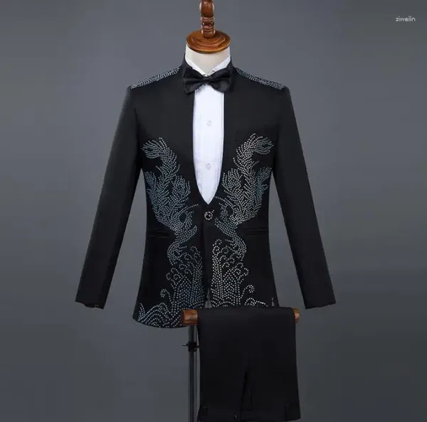 Trajes para hombre, ropa blanca y negra, diseños para hombre, Terno para hombre, trajes de escenario para cantantes, chaqueta, Blazer de lentejuelas, vestido de baile