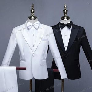 Herenpakken Zwart Wit Kid Formele Tuxedos Wedding Party Boy Toddler Children Special Ocasions 2 -delige jasbroek Bowtie