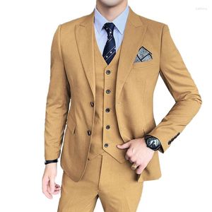 Herenkostuums Blazer en vestbroek Effen kleur Zakelijk Casual Werk Professioneel pak Bruiloft Bruidsjonkers Slanke toneelkostuums