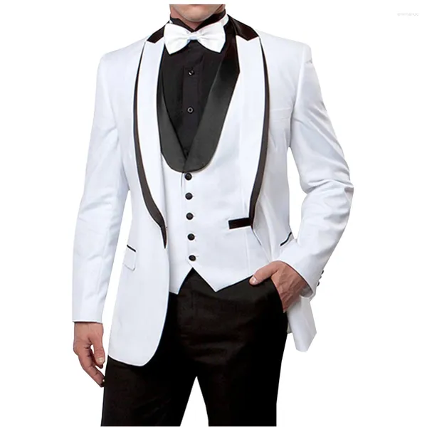 Costumes pour hommes Blazer noir et blanc col cousu pour manteau de fête de mariage