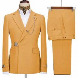Herenpakken Blazer Broek voor Mannen Jas Italiaanse Designer Party Bruiloft Slim Fit Homme 2 STKS Kleding Revers zonder accessoires 36n0 #