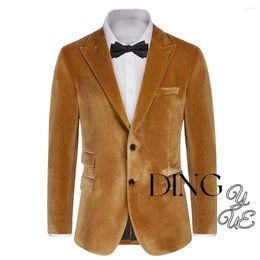 Costumes masculins Blazer rétro en velours à revers Business Slim Fit Slim Two Button Pocket Casual Daily High Quality Jacket