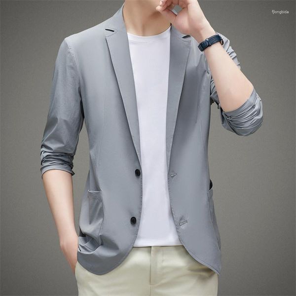 Trajes para Hombre Blazer Traje Chaqueta Verano Ultrafino Transpirable Alto Elástico Ligero Seda Hielo Protección Solar Casual Hombres