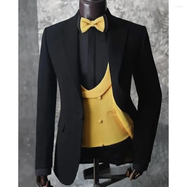 Trajes para hombre Blazer Terno Hombres chaqueta de tres piezas pantalones chaleco ajustado ropa de lujo para boda hecho a medida 2023