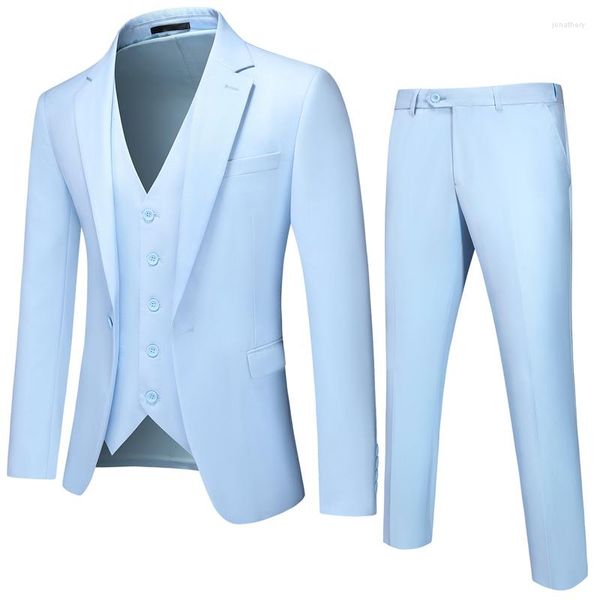 Costumes pour hommes (Blazer Vest Pant) Hommes Costume Slim Fit 3 Pièce Gris Casual Prom Tuxedos Groom Peaked Revers Business Pour Mariage 5XL 6XL