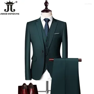 Men's Suits Blazer Vest Pants Mens Social Formal Business Casual Suit 3pcs And 2pcs Plus Size Groom Wedding Dress Gentleman Slim Prom Tuxedo