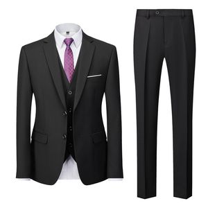 Trajes para hombres Blazers 13 Color Blazer Chaleco Pantalones Marca de gama alta Boutique Color sólido Formal Business Traje para hombre 3Pce y 2 PceGroom Vestido de novia 220909